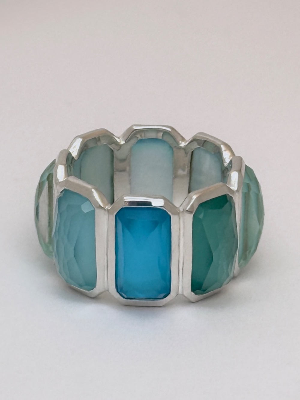 IPPOLITA Sterling Silver Rock Candy Wonderland Brick Band Ring in Blue Star 7